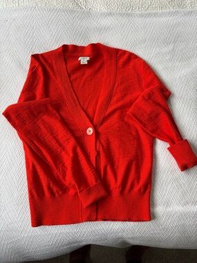 J. Crew Bright Red V-Neck Cardigan